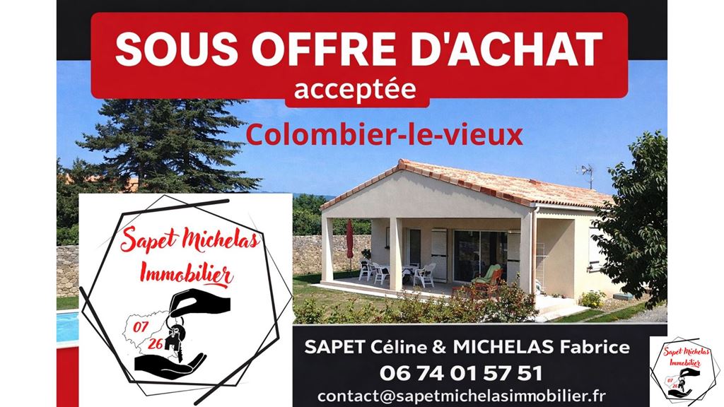 Maison COLOMBIER LE VIEUX 292500€ SAPET MICHELAS IMMOBILIER