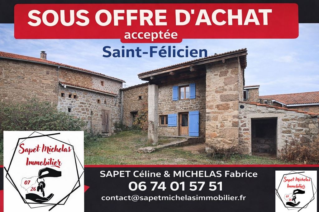 Maison ST FELICIEN 209900€ SAPET MICHELAS IMMOBILIER